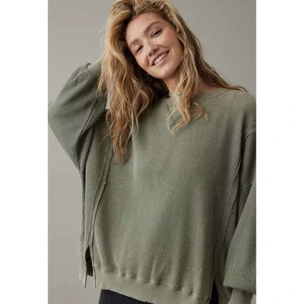 AE Big Hug Oversized Waffle Sweatshirt EUC